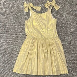 Tea brand girls yellow/golden bow tie shoulder dress size 14